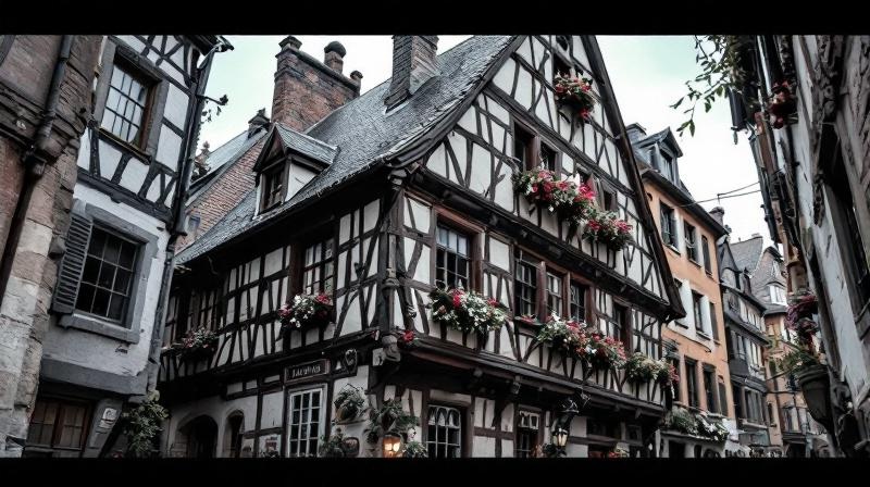 Fachwerk und Schieferhäuser in der Fürther Altstadt